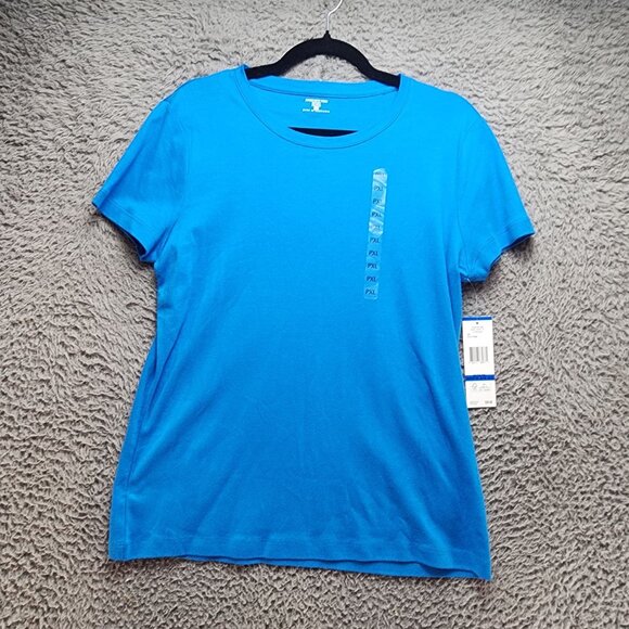 Jones New York Sport Shirt Womens XL Petite Blue Crewneck Short Sleeve Tee *NWT* - Picture 1 of 12